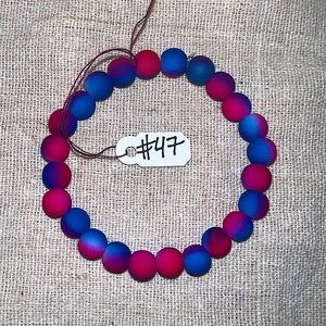 Pink/Blue Tye-Dyed Handmade Beaded Bracelet (#47)